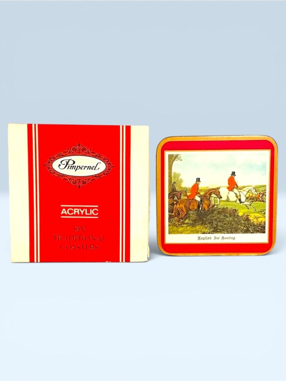 Vintage Pimpernel Coasters English Fox Hunting England - 4 Inches - Set of 6